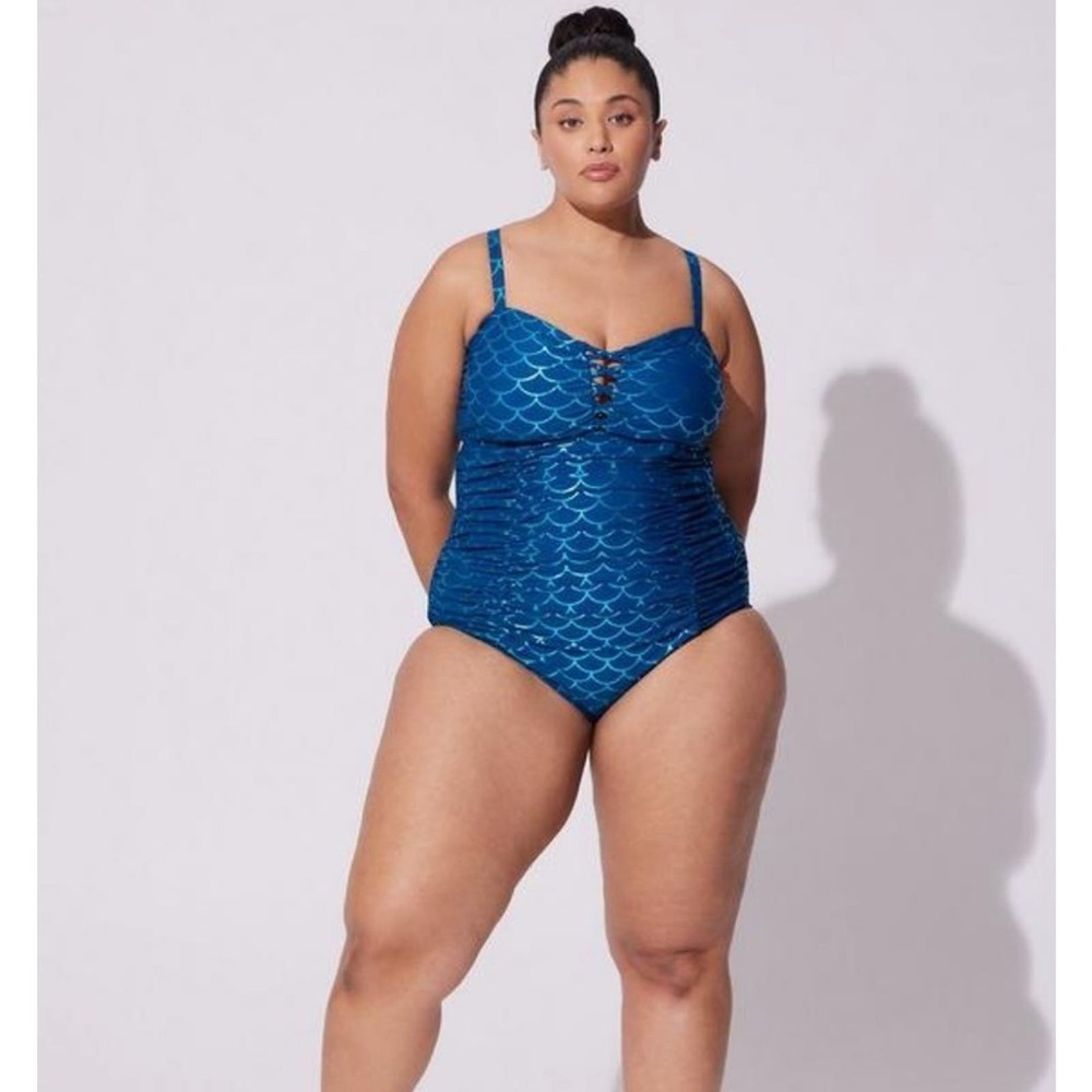 New! Torrid sz‎ 4 Blue Mermaid Swim Bathing Suit 4X